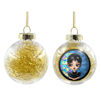 Wednesday big eyes, Transparent Christmas tree ball ornament with gold filling 8cm