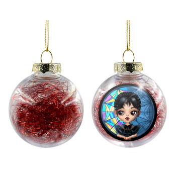 Wednesday big eyes, Transparent Christmas tree ball ornament with red filling 8cm