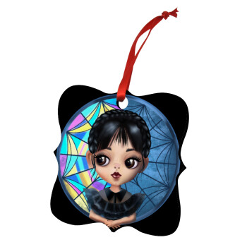 Wednesday big eyes, Christmas ornament polygon wooden 7.5cm