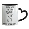 Mug heart black handle, ceramic, 330ml