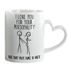 Mug heart handle, ceramic, 330ml