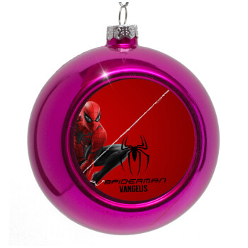 Spiderman, Purple Christmas tree ornament bauble 8cm