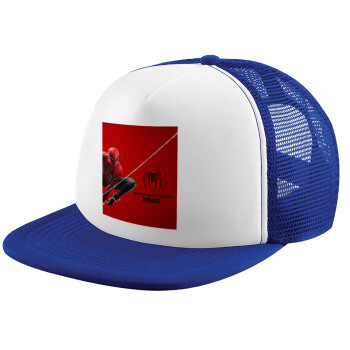 Spiderman, Adult Soft Trucker Hat with Blue/White Mesh (POLYESTER, ADULT, UNISEX, ONE SIZE)