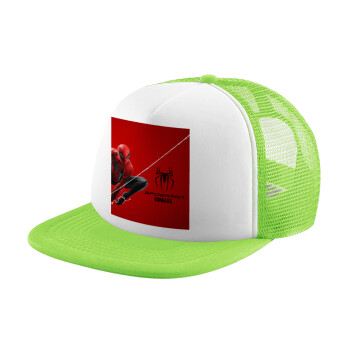 Spiderman, Adult Soft Trucker Hat with Mesh GREEN/WHITE (POLYESTER, ADULT, ONE SIZE)