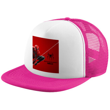 Spiderman, Adult Soft Trucker Hat with Pink/White Mesh (POLYESTER, ADULT, UNISEX, ONE SIZE)