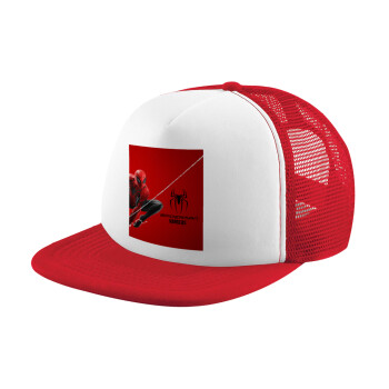 Spiderman, Adult Soft Trucker Hat with Red/White Mesh (POLYESTER, ADULT, UNISEX, ONE SIZE)