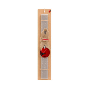Spiderman, Πασχαλινό Σετ, ξύλινο μπρελόκ & πασχαλινή λαμπάδα αρωματική πλακέ (30cm) (ΓΚΡΙ)