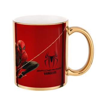 Spiderman, Mug ceramic, gold mirror, 330ml