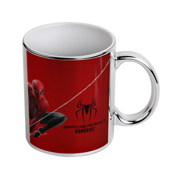 Spiderman, Mug ceramic, silver mirror, 330ml