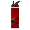 Metallic thermos bottle with straw & handle, stainless steel (Stainless steel 304), double-walled, 600ml.