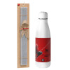 Easter Set, metallic Inox water bottle (700ml) & Easter scented flat candle (30cm) (GRAY)