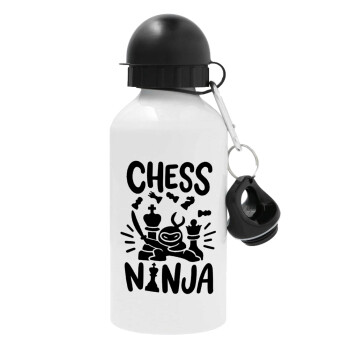Chess ninja, Metal water bottle, White, aluminum 500ml