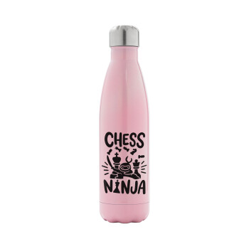Chess ninja, Metal mug thermos Pink Iridiscent (Stainless steel), double wall, 500ml