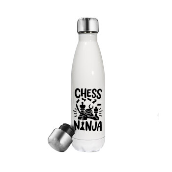 Chess ninja, Metal mug thermos White (Stainless steel), double wall, 500ml