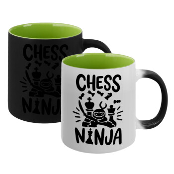 Chess ninja, Κούπα Μαγική εσωτερικό πράσινο, κεραμική 330ml που αλλάζει χρώμα με το ζεστό ρόφημα (1 τεμάχιο)