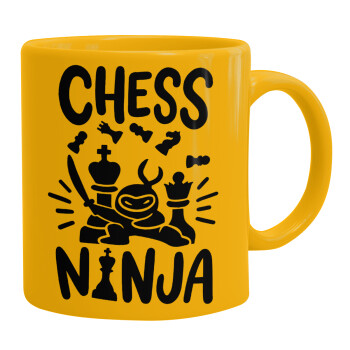 Chess ninja, Ceramic coffee mug yellow, 330ml (1pcs)