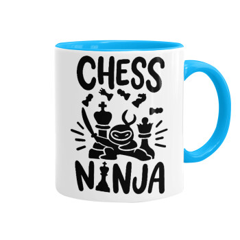 Chess ninja, Κούπα χρωματιστή γαλάζια, κεραμική, 330ml