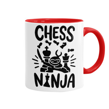 Chess ninja, Mug colored red, ceramic, 330ml