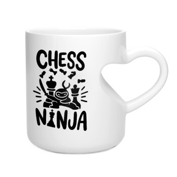 Chess ninja, Κούπα καρδιά λευκή, κεραμική, 330ml