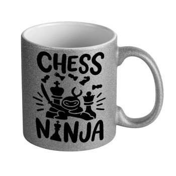 Chess ninja, Κούπα Ασημένια Glitter που γυαλίζει, κεραμική, 330ml