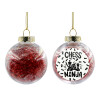 Transparent Christmas tree ball ornament with red filling 8cm