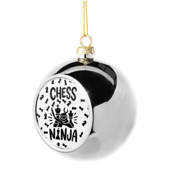 Chess ninja, Silver 8cm Christmas tree ball ornament