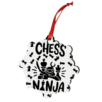 Chess ninja, Christmas ornament snowflake wooden 7.5cm