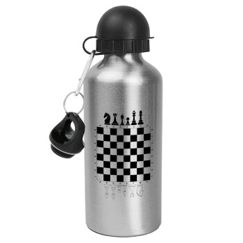 Chess, Metallic water jug, Silver, aluminum 500ml