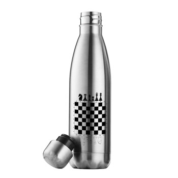 Σκάκι, Μεταλλικό παγούρι θερμός Inox (Stainless steel), διπλού τοιχώματος, 500ml
