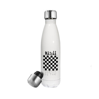 Chess, Metal mug thermos White (Stainless steel), double wall, 500ml