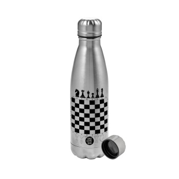 Chess, Metallic water bottle, stainless steel, 750ml