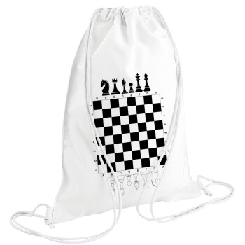 Chess, Τσάντα πλάτης πουγκί GYMBAG λευκή (28x40cm)