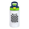 Children's hot water bottle, stainless steel, with safety straw, green, blue (350ml)