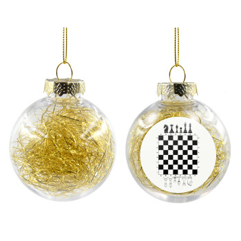 Chess, Χριστουγεννιάτικη μπάλα δένδρου διάφανη με χρυσό γέμισμα 8cm