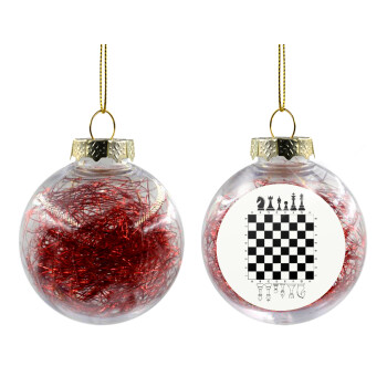 Chess, Transparent Christmas tree ball ornament with red filling 8cm