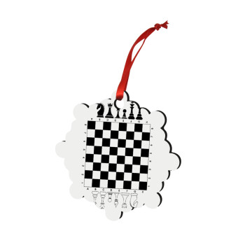 Chess, Christmas ornament snowflake wooden 7.5cm