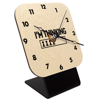 I'm thinking, Quartz Table clock in natural wood (10cm)