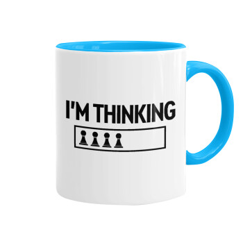 I'm thinking, Mug colored light blue, ceramic, 330ml