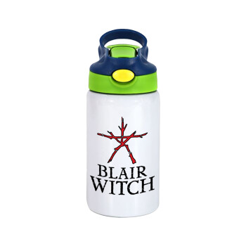 The Blair Witch Project , Children's hot water bottle, stainless steel, with safety straw, green, blue (350ml)