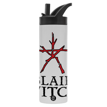 The Blair Witch Project , Metallic thermos bottle with straw & handle, stainless steel (Stainless steel 304), double-walled, 600ml.