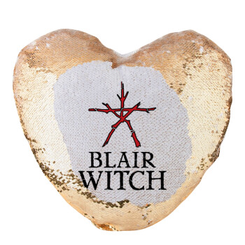 The Blair Witch Project , Μαξιλάρι καναπέ καρδιά Μαγικό Χρυσό με πούλιες 40x40cm περιέχεται το  γέμισμα