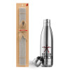 Easter Set, metallic stainless thermos flask (500ml) & scented flat Easter candle (30cm) (GRAY)