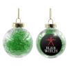 Transparent Christmas tree ball ornament with green filling 8cm