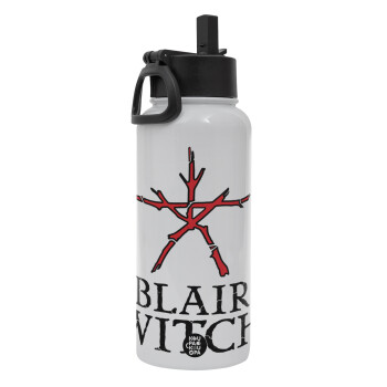 The Blair Witch Project , Metal mug thermo White with Straw and Spout Lid (Stainless steel), double wall, 950ml