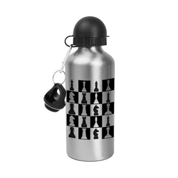 Chess set, Metallic water jug, Silver, aluminum 500ml
