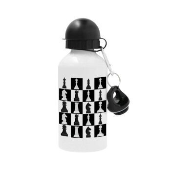 Chess set, Metal water bottle, White, aluminum 500ml