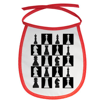 Chess set, Σαλιάρα μωρού αλέκιαστη με κορδόνι Κόκκινη