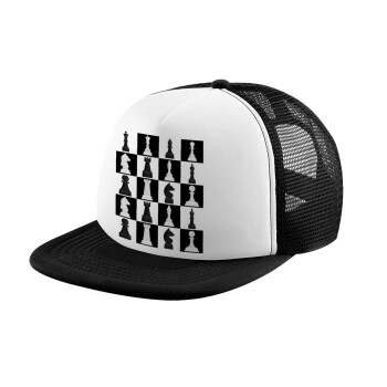 Chess set, Καπέλο Ενηλίκων Soft Trucker με Δίχτυ Black/White (POLYESTER, ΕΝΗΛΙΚΩΝ, UNISEX, ONE SIZE)