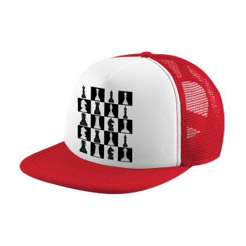 Chess set, Καπέλο Ενηλίκων Soft Trucker με Δίχτυ Red/White (POLYESTER, ΕΝΗΛΙΚΩΝ, UNISEX, ONE SIZE)