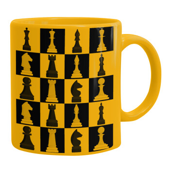 Chess set, Ceramic coffee mug yellow, 330ml (1pcs)